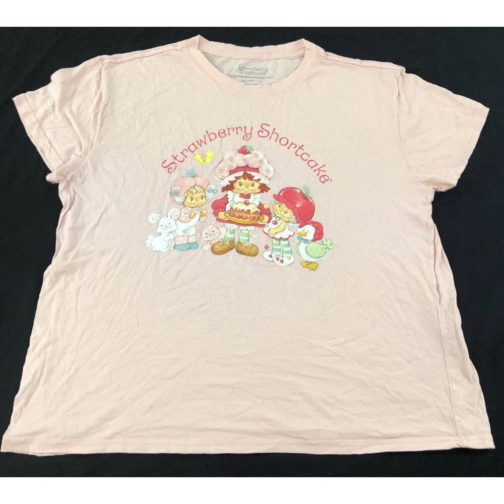 Strawberry Shortcake Shirt Womens 2X Pink Graphic Tee Short Sleeve Crew Neck - Picture 1 of 10